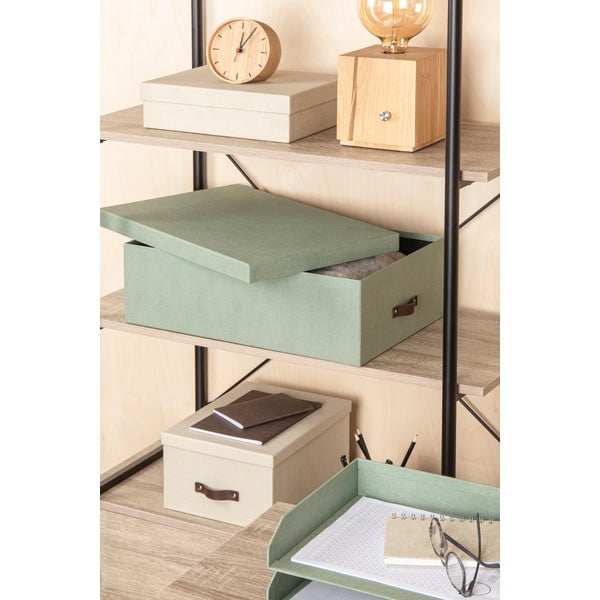 Miętowe kartonowe pojemniki z pokrywką zestaw 3 szt. 31x47x15 cm Inge – Bigso Box of Sweden-image-1