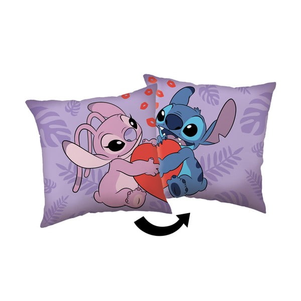 Polarowa poduszka dziecięca 40x40 cm Lilo and Stitch "Kiss" – Jerry Fabrics