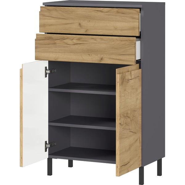 Ciemnoszara szafka łazienkowa w dekorze dębu 60x97 cm Salinas – Germania-image-2