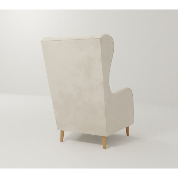 Kremowy aksamitny fotel typu uszak Carole – Ropez-image-2