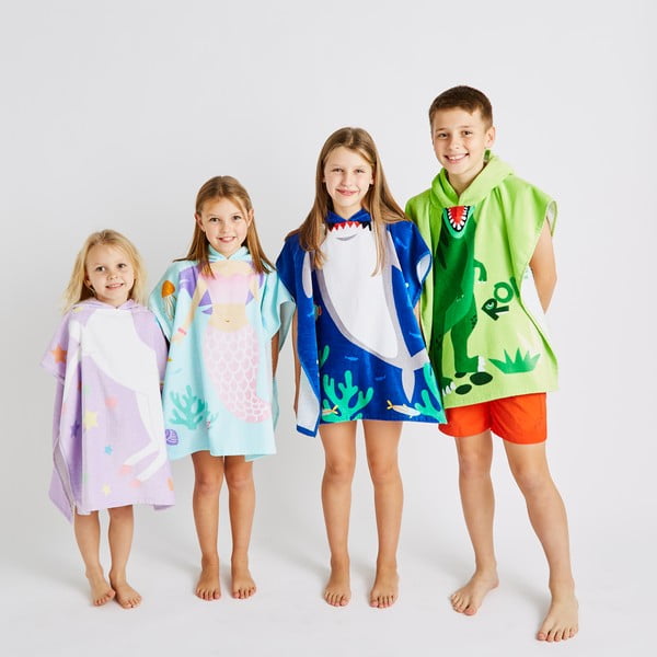 Niebieskie bawełniane ponczo dziecięce Shark – Catherine Lansfield-image-4