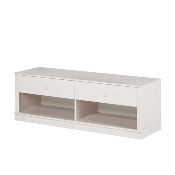 Biała szafka pod TV z litego drewna sosnowego 137x47 cm Anita – Støraa-image-2