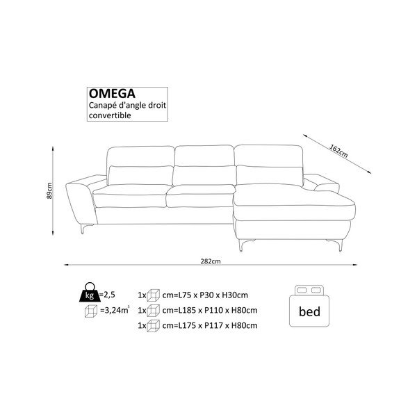 Czarny rozkładany narożnik prawostronny Windsor  & Co. Sofas Omega-image-4