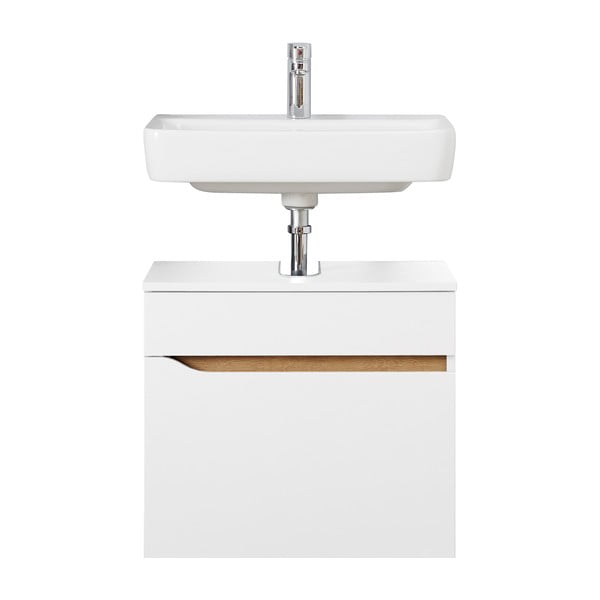 Biała niska wisząca szafka bez umywalki 60x53 cm Set 857 – Pelipal