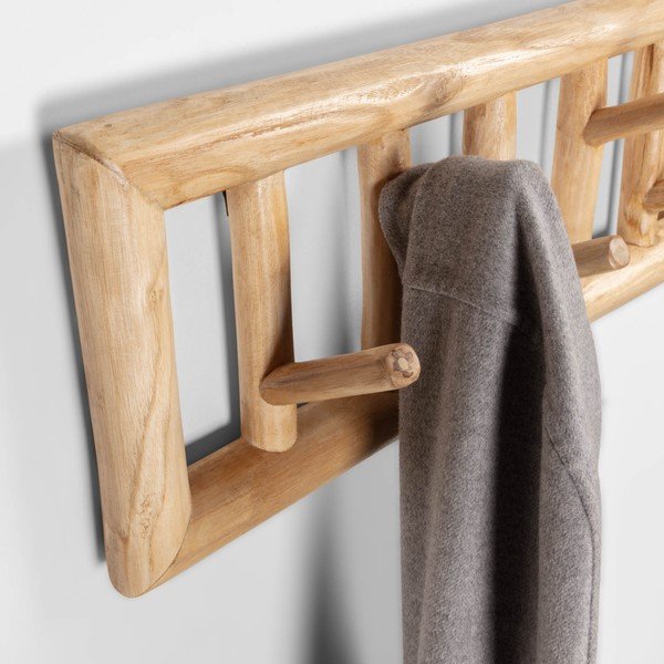 Wieszak ścienny z drewna tekowego Kave Home Athina-image-2