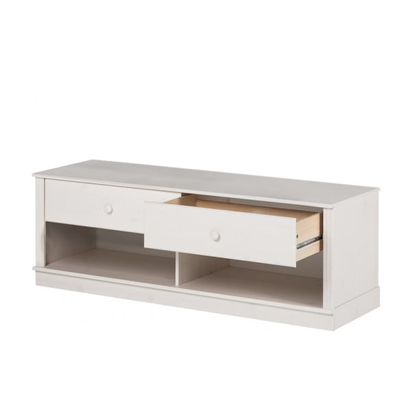 Biała szafka pod TV z litego drewna sosnowego 137x47 cm Anita – Støraa-image-3