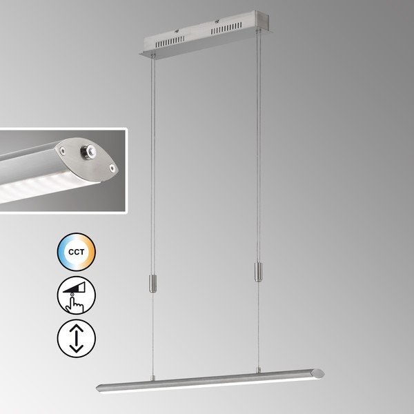 Metalowa lampa wisząca LED ze ściemniaczem w kolorze srebra Beat – Fischer & Honsel-image-1