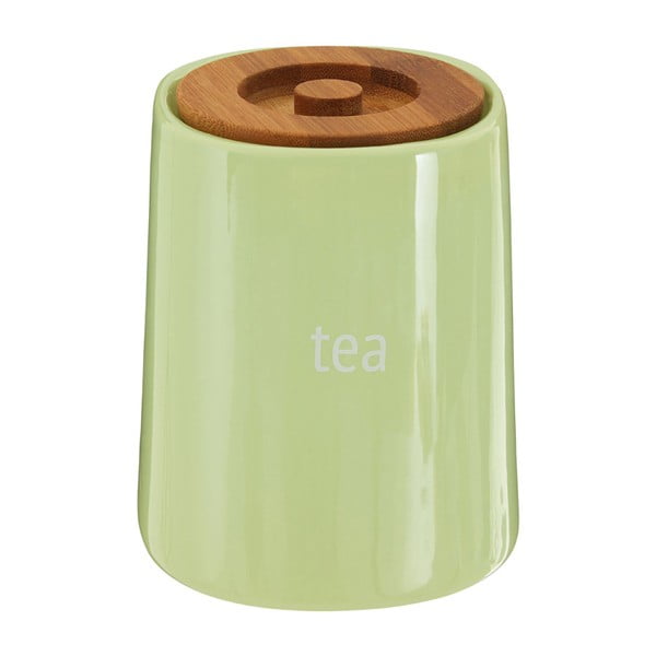 Zielony pojemnik na herbatę z bambusowym wieczkiem Premier Housewares Fletcher, 800 ml
