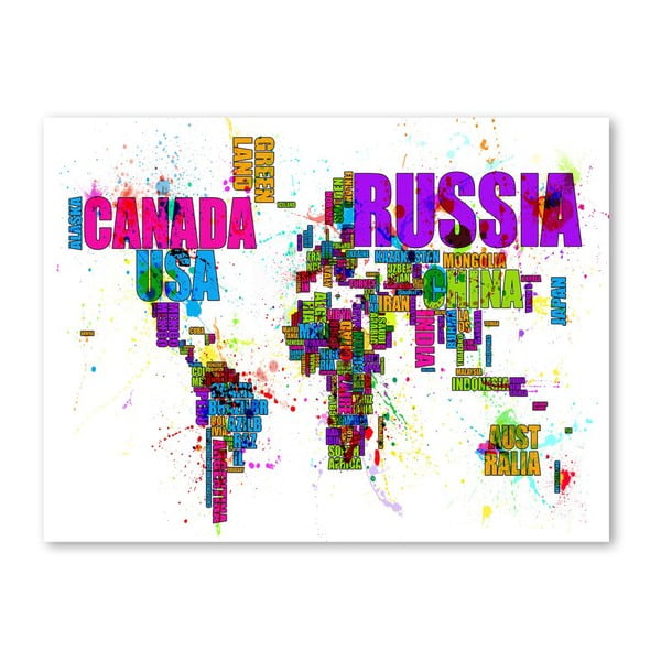 Plakat z kolorową mapą świata Americanflat Digital, 60x42 cm