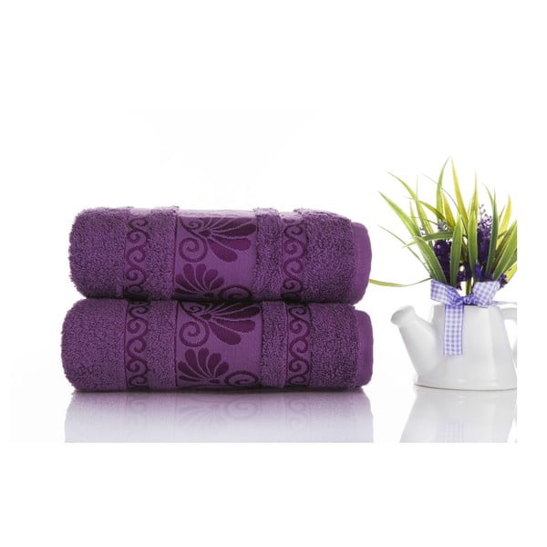 Zestaw 2 ręczników Carmen Purple, 50x90 cm