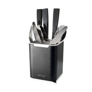 Czarny pojemnik na sztućce Vialli Design Cutlery