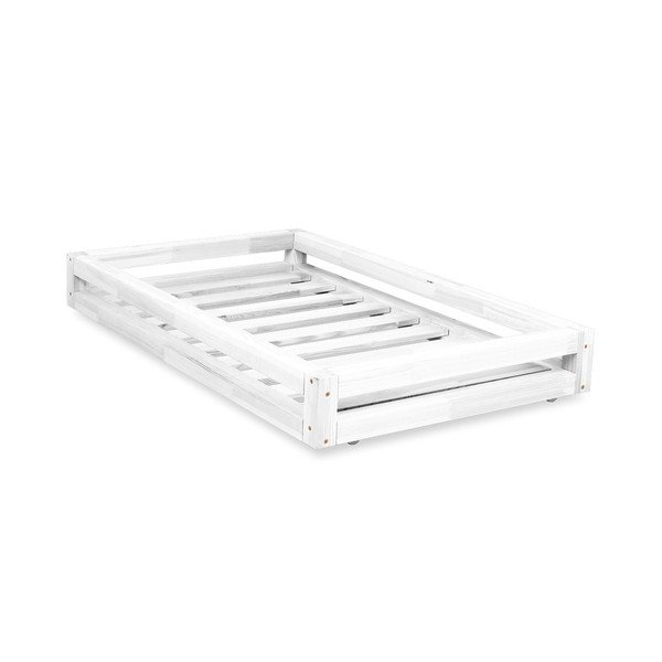 Komplet białej szuflady pod łóżko i 4 dodatkowych nóg Benlemi, do łóżka 80x200 cm-image-1