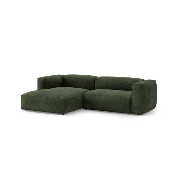 Zielony aksamitny rozkładany narożnik modułowy (lewostronny/z szezlongiem) – Micadoni -image-4