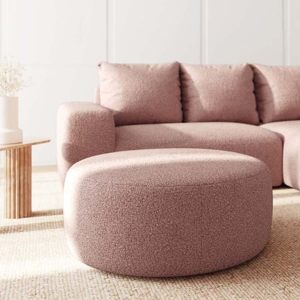 Różowy podnóżek z materiału bouclé Monce – Rodier-image-2