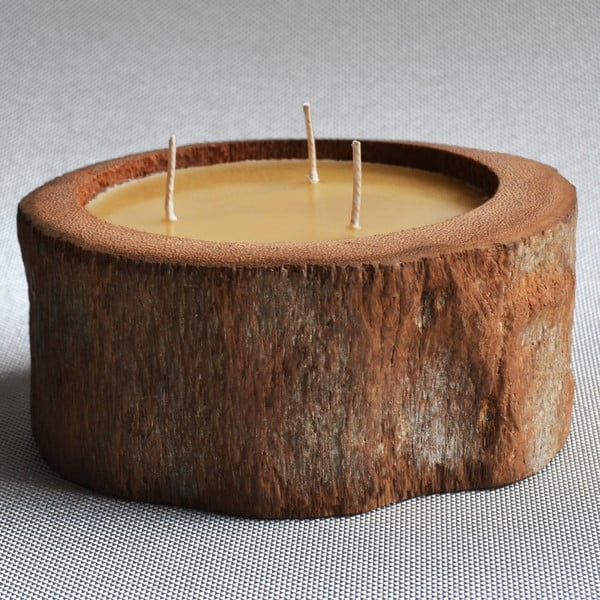 Palmowa świeczka Legno z woskiem pszczelim, 40 godzin palenia, 20 cm