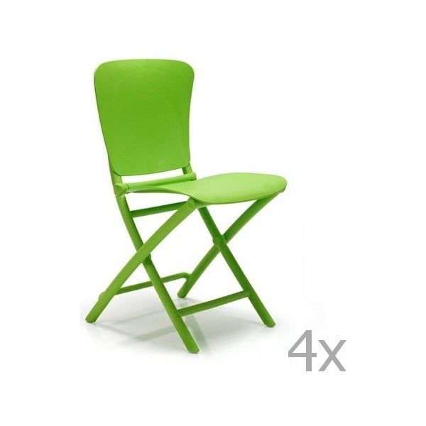 Zestaw 4 zielonych krzeseł ogrodowych Nardi Zac Classic