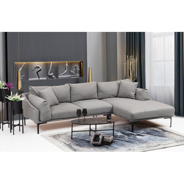 Szara sofa narożna Artie Leo, prawy narożnik-image-3