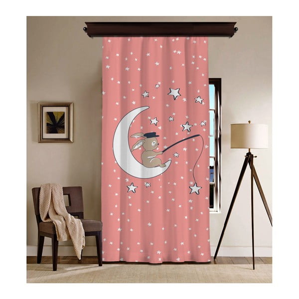 Różowa zasłona Curtain Moon, 140x260 cm