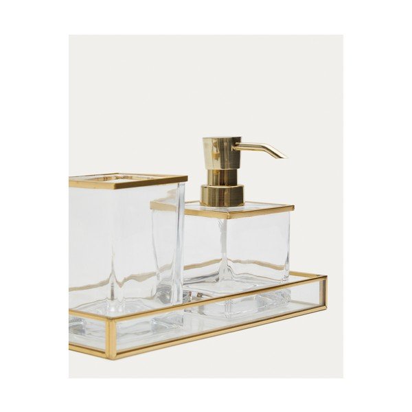 Szklany kubek na szczoteczki do zębów w kolorze złota Soanet – Kave Home-image-3