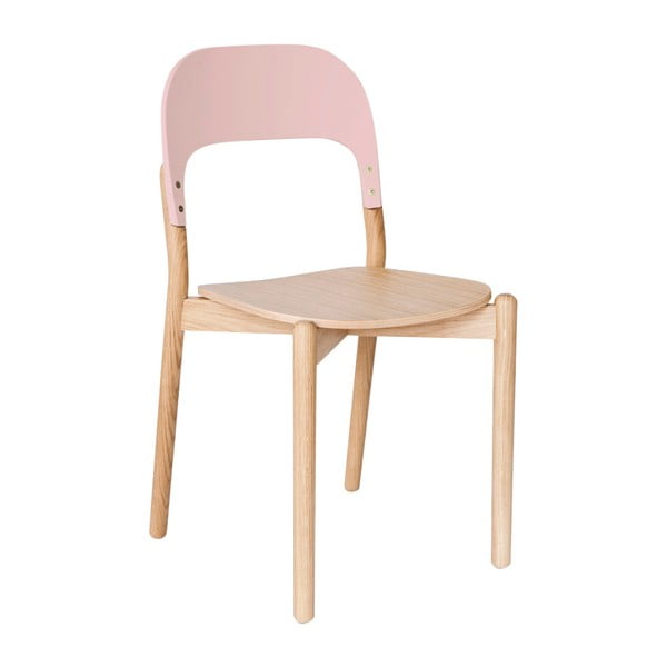 Dębowe krzesło z różowym oparciem HARTÔ Paula