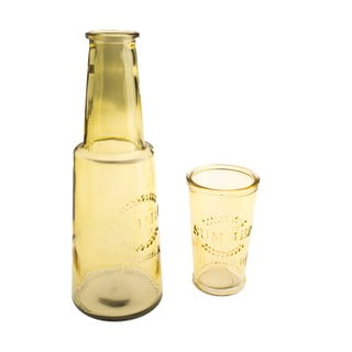 Żółta szklana karafka ze szklanką, 800 ml
