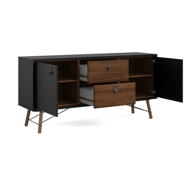 Czarna komoda w dekorze orzecha 150x72x40 cm Ry – Tvilum-image-3