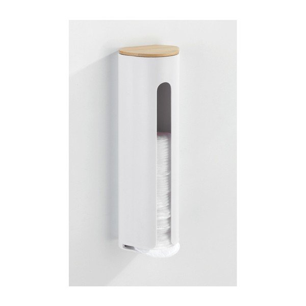 Biały pojemnik ścienny na waciki kosmetyczne Wenko Laresa-image-2