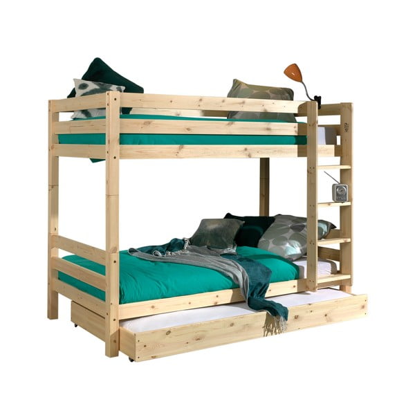Piętrowe łóżko dziecięce z litego drewna sosnowego ze schowkiem PINO – Vipack
