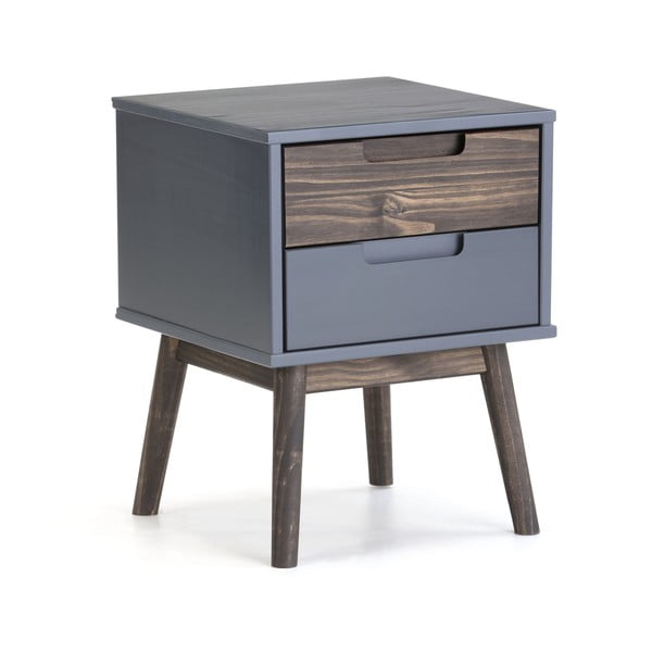 Szara szafka nocna z litego sosnowego Nussa – Marckeric-image-2