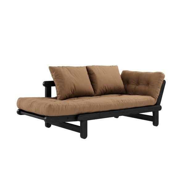 Sofa rozkładana z brązowym pokryciem Karup Design Beat Black/Mocca-image-4