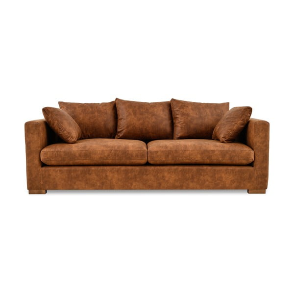 Koniakowa sofa z imitacji skóry 225 cm Hamburg – Scandic