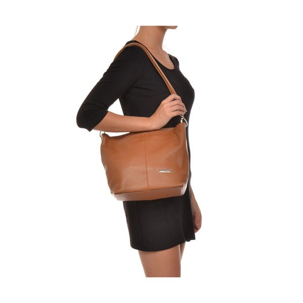 Brązowa skórzana torebka w odcieniu jasnego koniaku Luisa Vannini Ginata-image-4