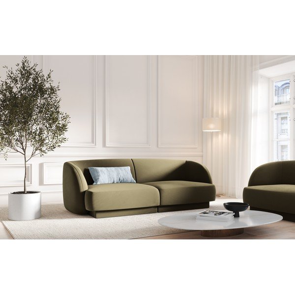 Zielona aksamitna sofa 184 cm Miley  – Micadoni Home-image-1