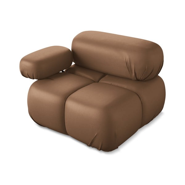 Brązowy moduł sofy z imitacji skóry (lewostronny) Lokua – Makamii-image-3