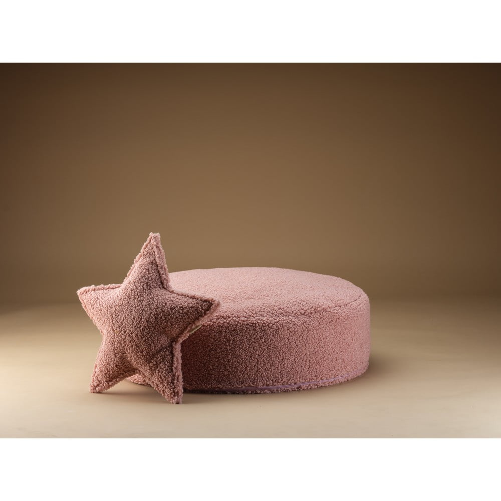 Różowy dziecięcy worek do siedzenia z materiału bouclé Round – Wigiwama (zdjęcie 10)