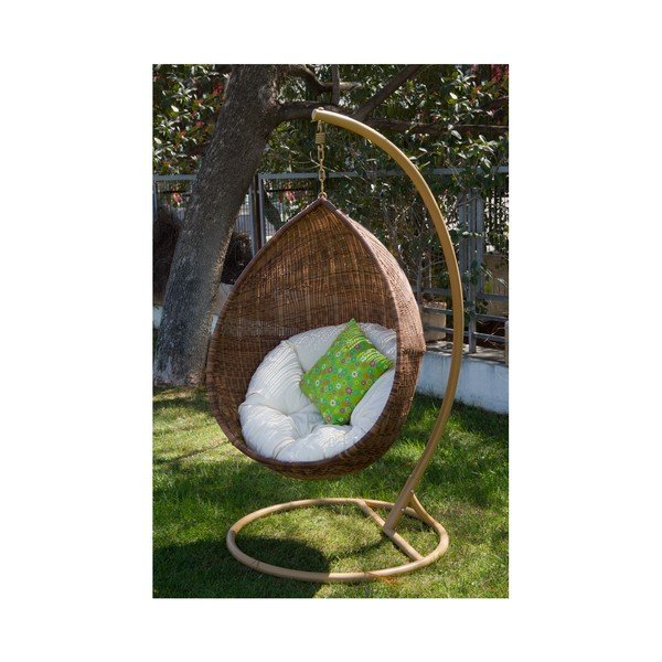 Rattanowy fotel podwieszany na stojaku Santiago Pons Pendant-image-3