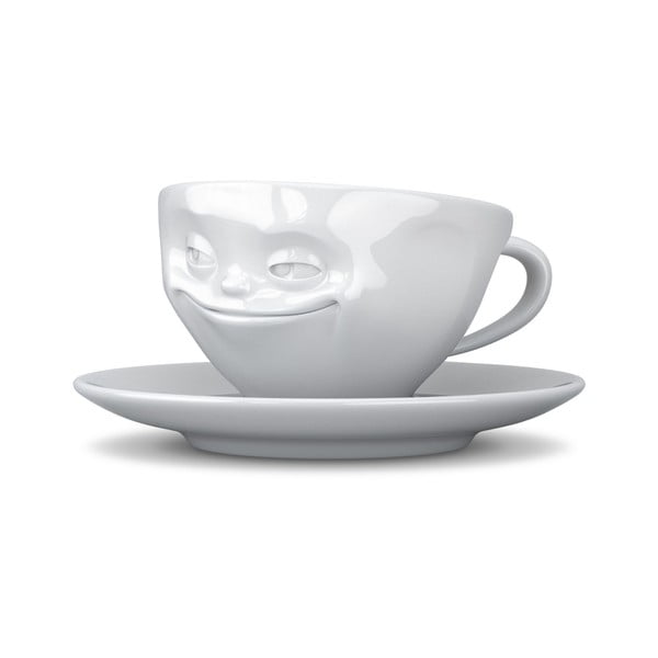 Biała uśmiechnięta filiżanka do espresso 58products