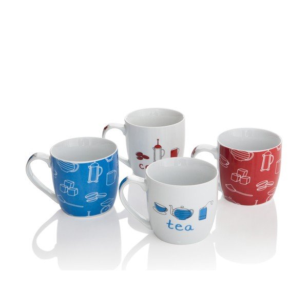 Komplet 4 porcelanowych kubków Kitsch