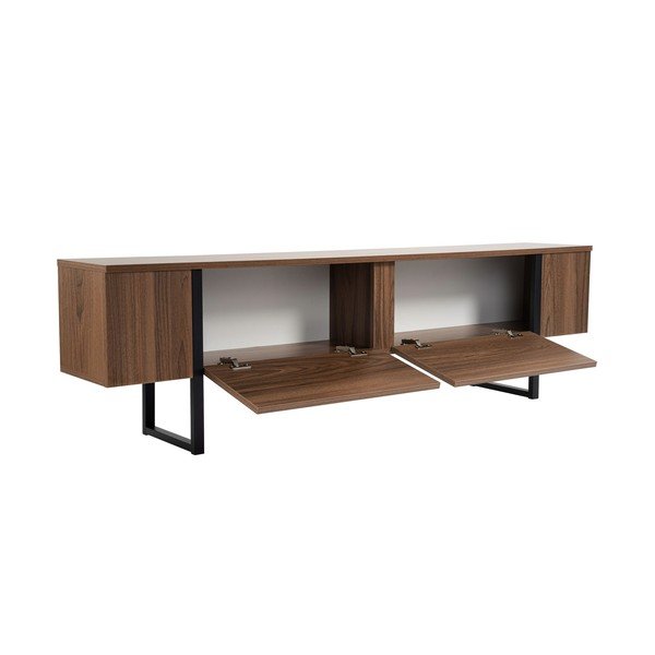 Szafka pod TV w dekorze orzecha w ciemnym naturalnym kolorze 180x50x29,5 cm Serenity – Kalune Design-image-2