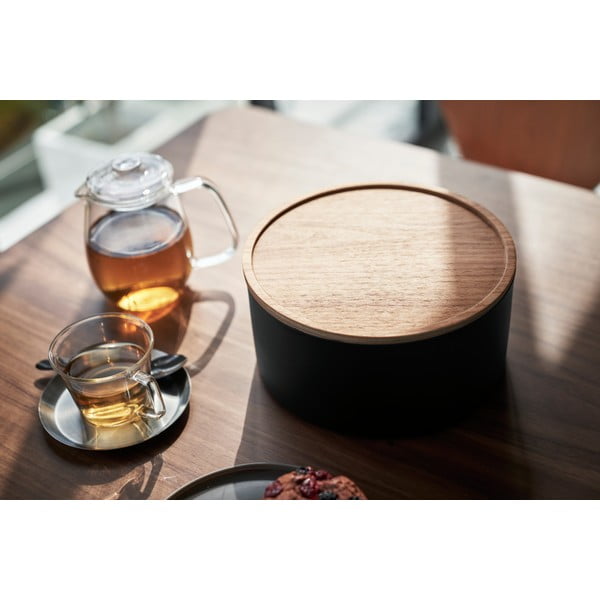 Czarny metalowy pojemnik z pokrywką ø 22x11 cm Rin – YAMAZAKI-image-4