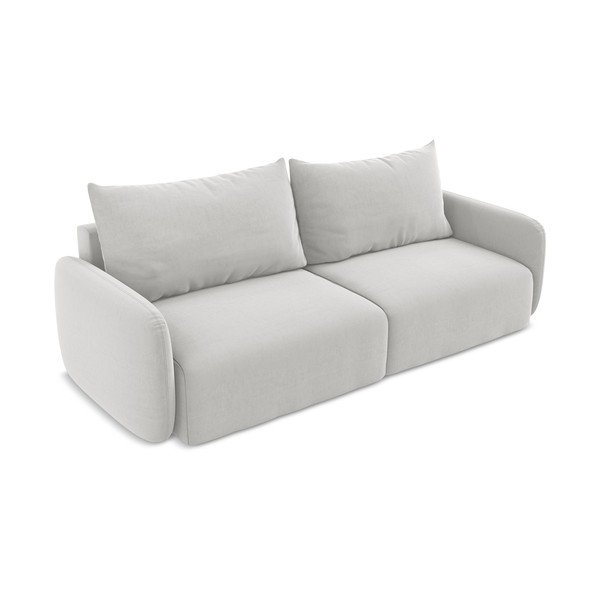 Jasnoszara aksamitna rozkładana/ze schowkiem sofa 238 cm Kalena – Makamii-image-3