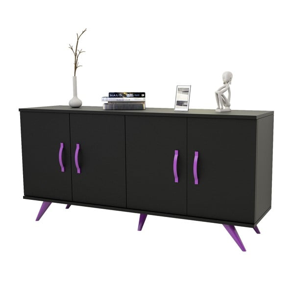 Czarna komoda z fioletowymi nogami Magenta Home Coulour Series