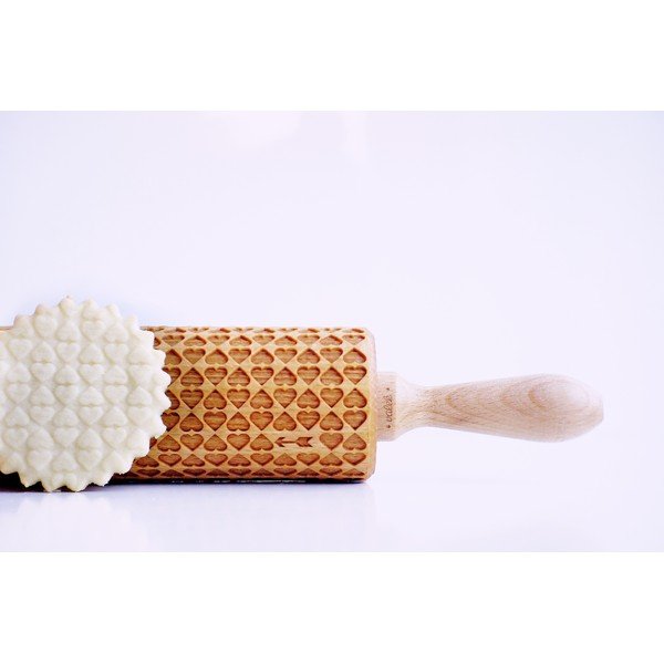 Drewniany grawerowany wałek do ciasta Valek Serce-image-1