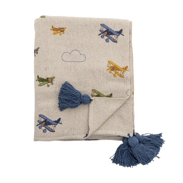 Kremowy koc dziecięcy 130x160 cm Plane – Bloomingville Mini