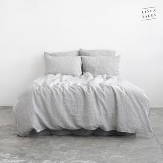 Biało-czarna lniana poszwa na kołdrę 220x200 cm – Linen Tales