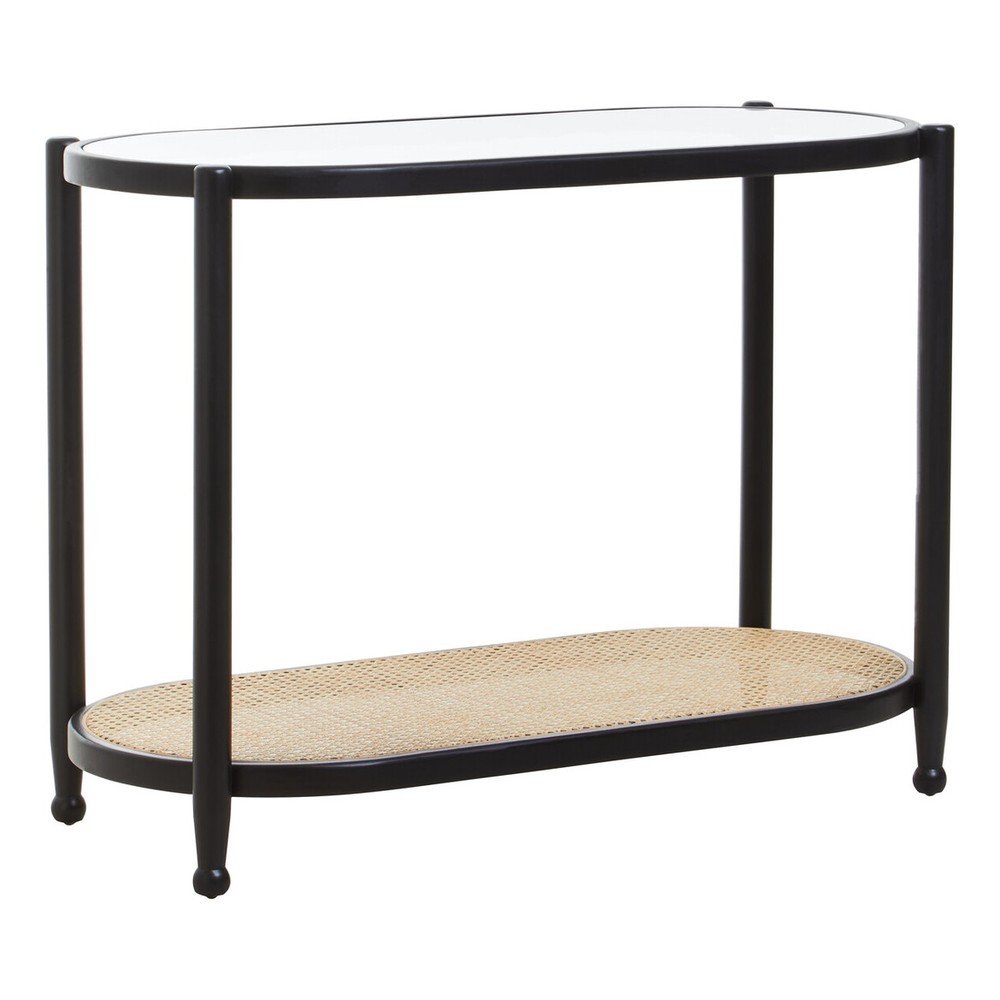 Czarna/w naturalnym kolorze konsola ze szklanym blatem 49x100 cm Cebu – Premier Housewares