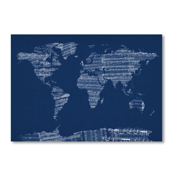 Niebieski plakat z mapą świata Americanflat Earth, 60x42 cm