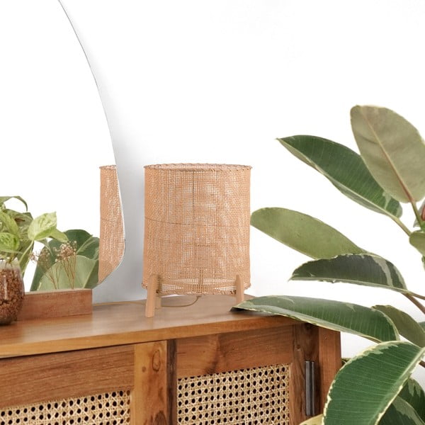 Rattanowa lampa stołowa SULION Wala, wys. 35 cm-image-2