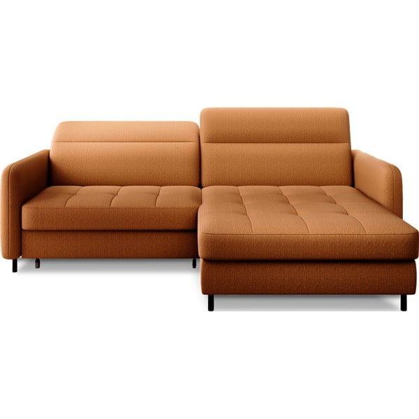 Żółty aksamitny rozkładany/ze schowkiem narożnik (prawostronny/z szezlongiem) Gomsi – ELTAP