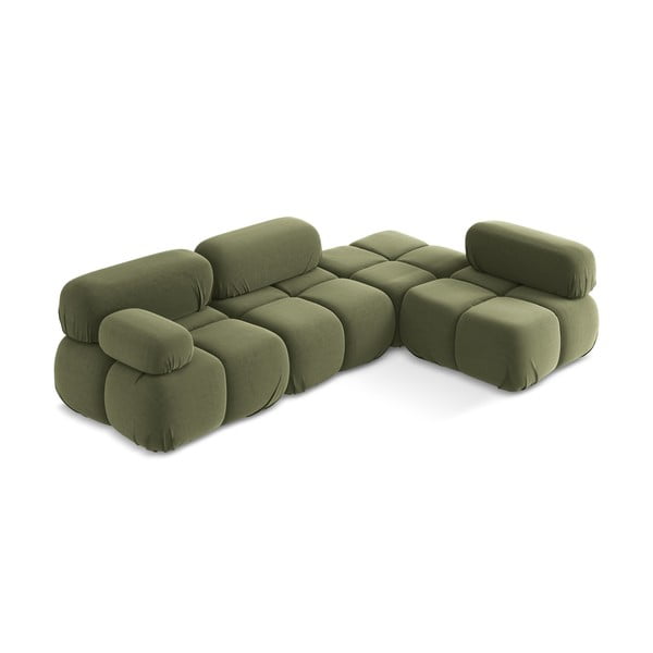 Jasnozielony aksamitny narożnik modułowy (prawostronny) Lokua – Makamii-image-2